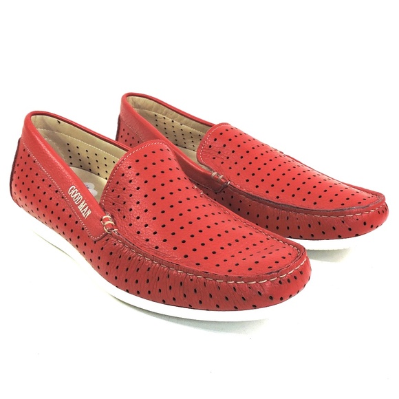 GOODMAN ?? MEN\'S RED LEATHER COMFORT SUMMER FLATS LOAFERS main image 5